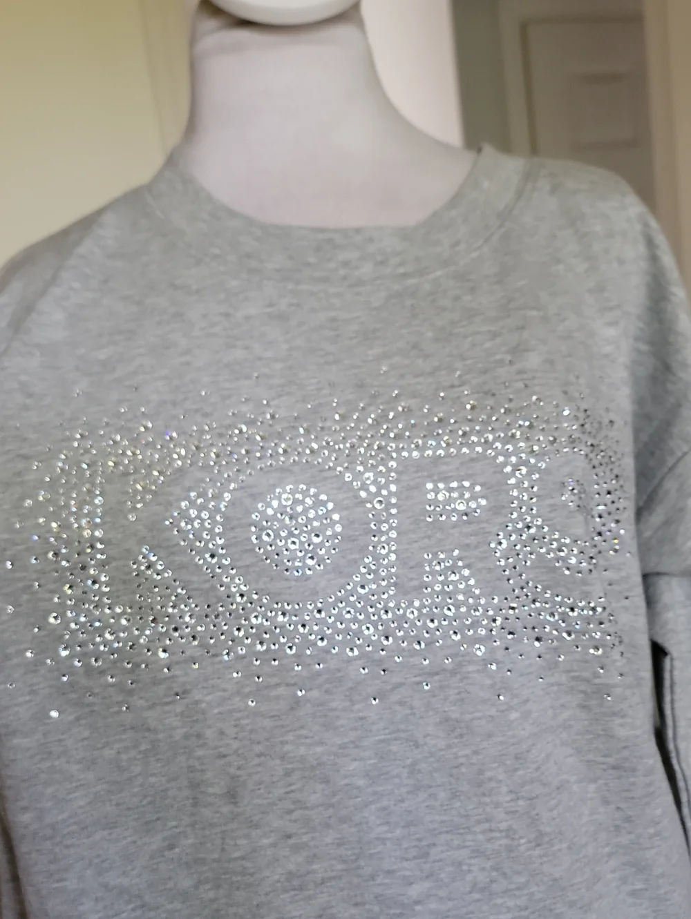 Michael Kors Light Gray Rhinestone Logo Sweatshirt